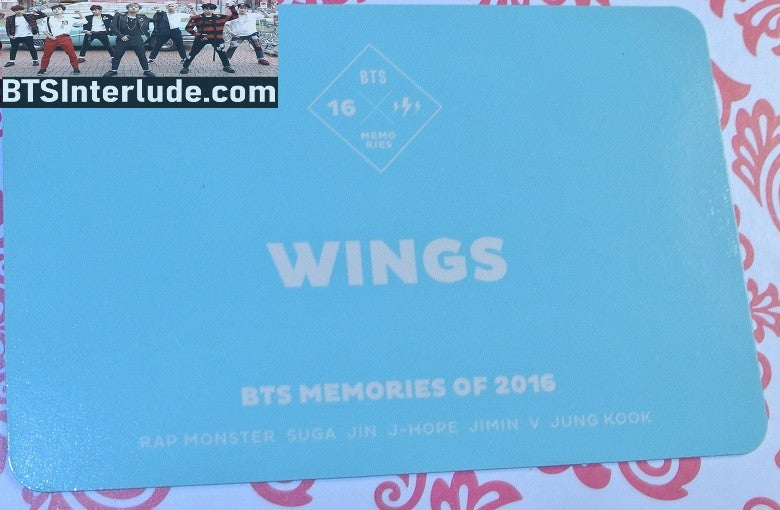 BTS PHOTOCARD OFFICIAL SUB-UNIT JIN KIM SEOKJIN V KIM TAEHYUNG J-HOPE JUNG HOSEOK WINGS 2016 MEMORIES OFFICIAL MERCHANDISE LIMITED EDITION