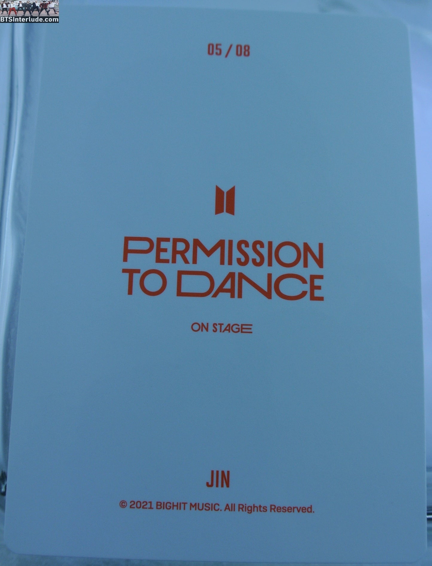 BTS PHOTOCARD OFFICIAL JIN KIM SEOKJIN 김석진 PTD PERMISSION TO DANCE ON STAGE #5 OF 8 PHOTO CARD PC OFFICIAL MERCHANDISE