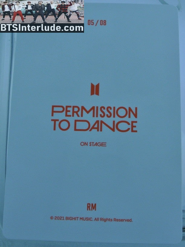 BTS PHOTOCARD OFFICIAL RM KIM NAMJOON 김남준 PTD PERMISSION TO DANCE ON STAGE #5 OF 8 PHOTO CARD PC OFFICIAL MERCHANDISE