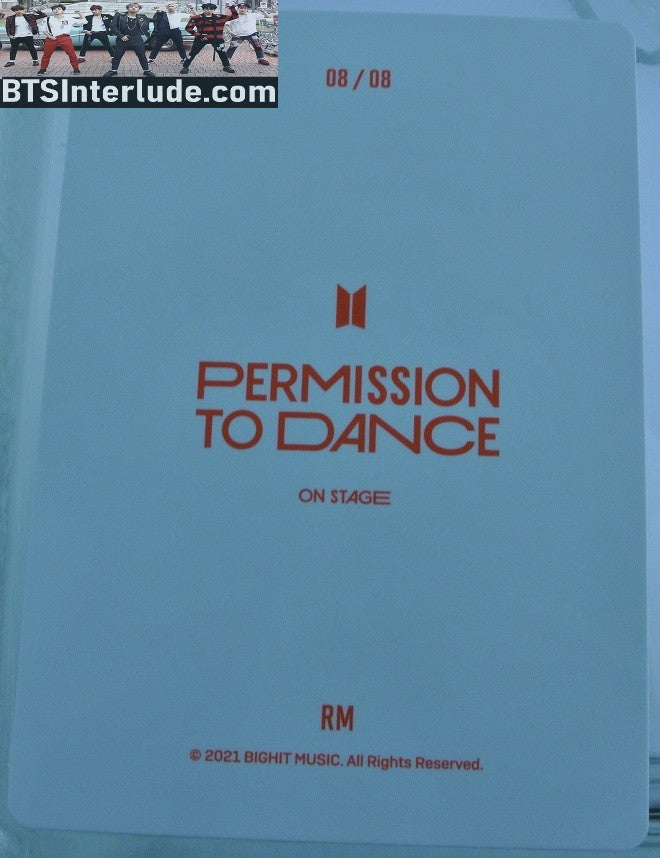 BTS PHOTOCARD OFFICIAL RM KIM NAMJOON 김남준 PTD PERMISSION TO DANCE ON STAGE #8 OF 8 PHOTO CARD PC OFFICIAL MERCHANDISE