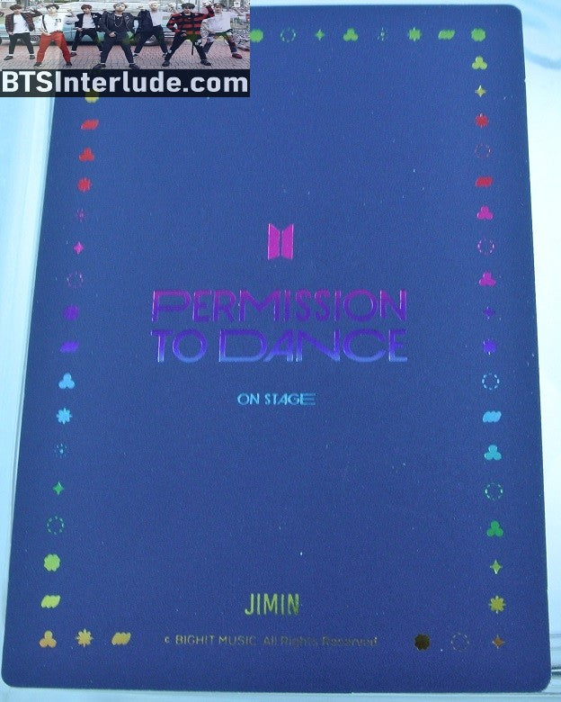 BTS PHOTOCARD OFFICIAL PARK JIMIN 박지민 PTD PERMISSION TO DANCE ON STAGE SEOUL SPECIAL HOLOGRAM PHOTO CARD PC OFFICIAL MERCHANDISE
