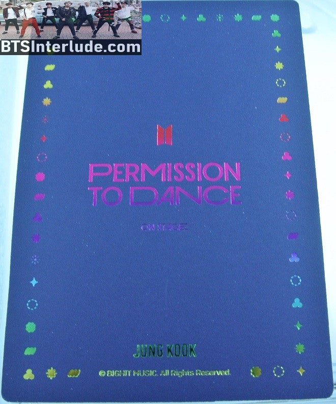 BTS PHOTOCARD OFFICIAL JEON JUNGKOOK 전정국 PTD PERMISSION TO DANCE ON STAGE SEOUL SPECIAL HOLOGRAM CARD PHOTO CARD PC OFFICIAL MERCHANDISE