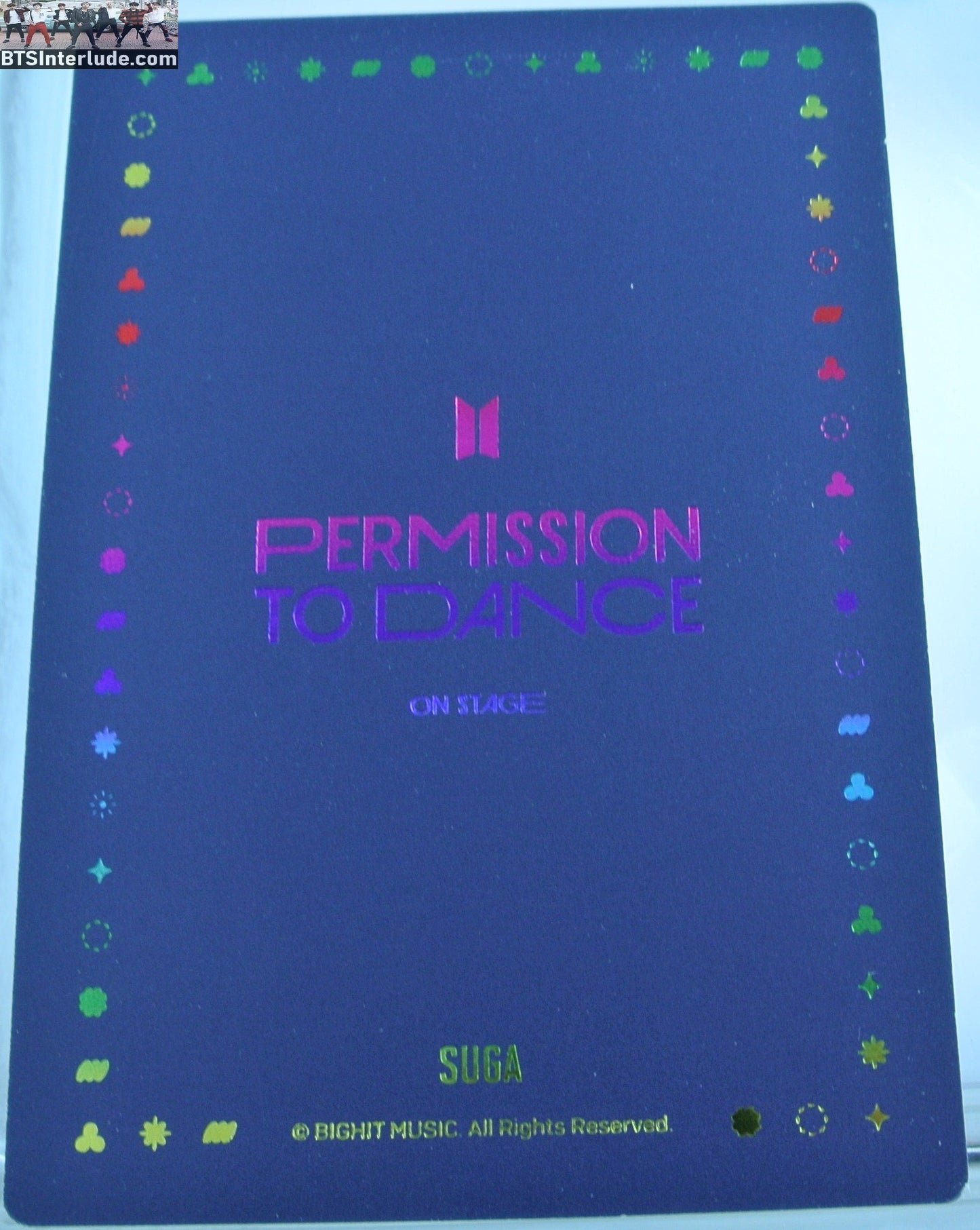 BTS PHOTOCARD OFFICIAL SUGA MIN YOONGI 민윤기 PTD PERMISSION TO DANCE ON STAGE SEOUL SPECIAL HOLOGRAM CARD PHOTO CARD PC OFFICIAL MERCHANDISE