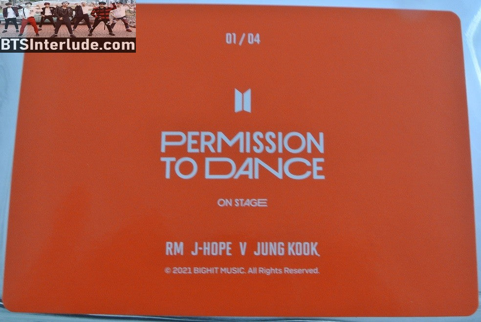 BTS PHOTOCARD OFFICIAL SUB-UNIT 2021 PERMISSION TO DANCE PTD #1 JUNGKOOK V RM J-HOPE OFFICIAL MERCHANDISE LIMITED EDITION