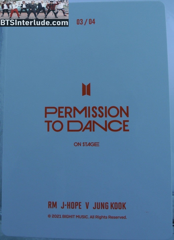 BTS PHOTOCARD OFFICIAL SUB-UNIT 2021 PERMISSION TO DANCE PTD #3 JUNGKOOK V RM J-HOPE OFFICIAL MERCHANDISE LIMITED EDITION