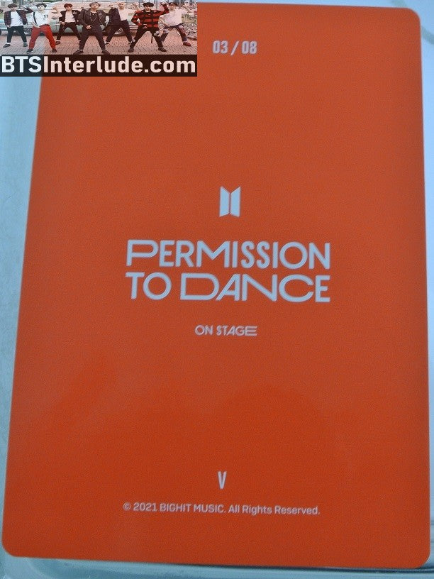 BTS PHOTOCARD OFFICIAL SUGA MIN YOONGI 민윤기 PTD PERMISSION TO DANCE ON STAGE #1 OF 8 PHOTO CARD PC OFFICIAL MERCHANDISE