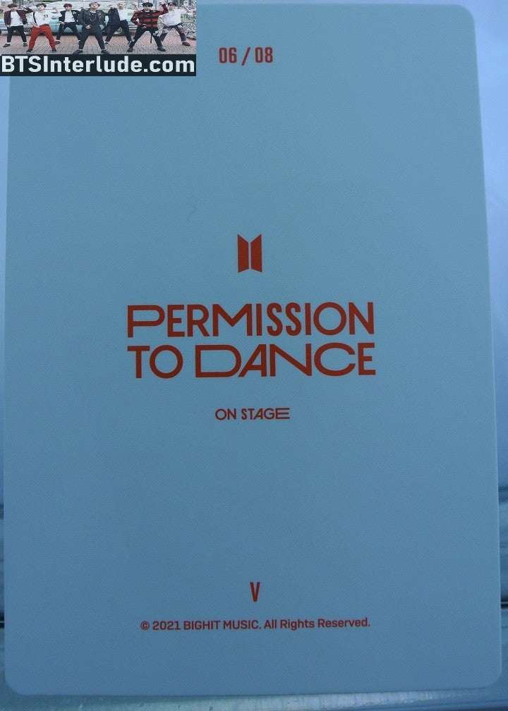 BTS PHOTOCARD OFFICIAL V KIM TAEHYUNG 김태형 PTD PERMISSION TO DANCE ON STAGE #6 OF 8 PHOTO CARD PC OFFICIAL MERCHANDISE