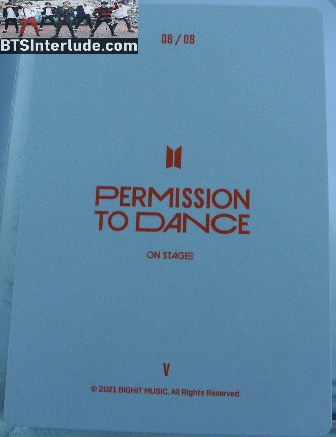 BTS PHOTOCARD OFFICIAL V KIM TAEHYUNG 김태형 PTD PERMISSION TO DANCE ON STAGE #8 OF 8 PHOTO CARD PC OFFICIAL MERCHANDISE