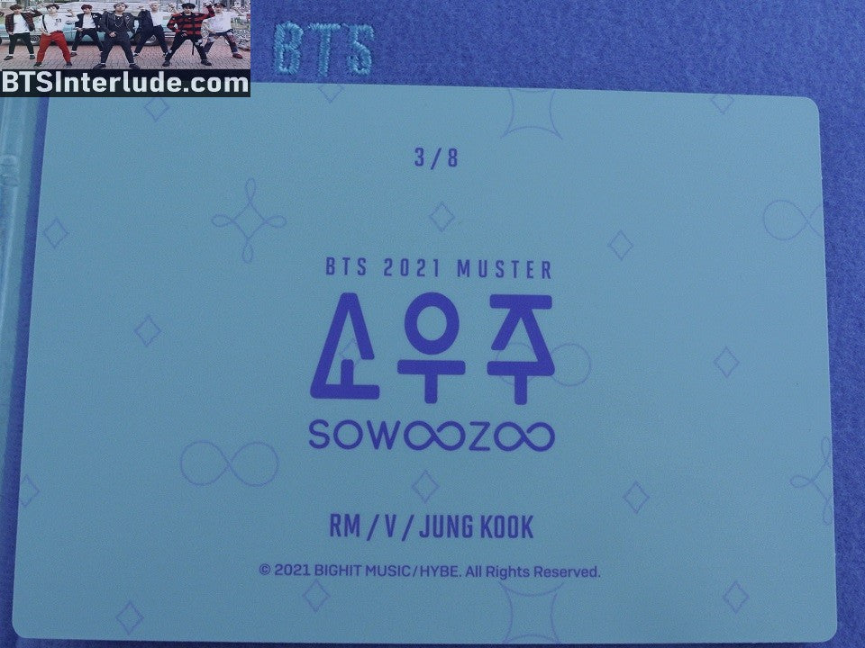 BTS PHOTOCARD OFFICIAL SUB-UNIT SOWOOZOO #3 JUNGKOOK V RM OFFICIAL MERCHANDISE LIMITED EDITION