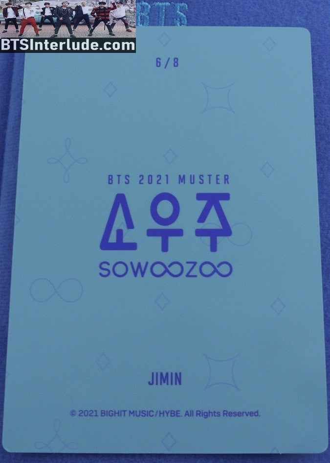 BTS PHOTOCARD OFFICIAL PARK JIMIN 박지민 SOWOOZOO MUSTER #6 OF 8 PHOTO CARD PC OFFICIAL MERCHANDISE