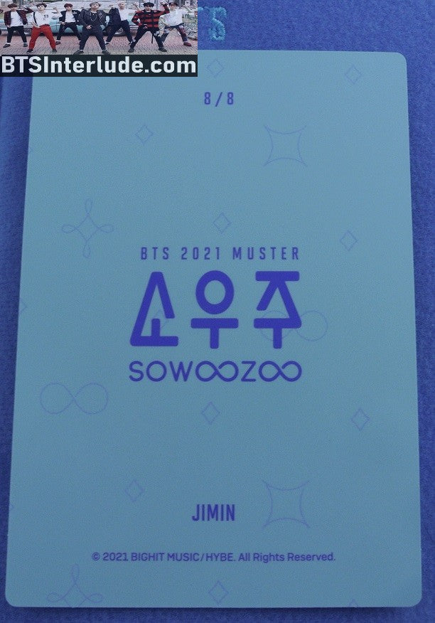 BTS PHOTOCARD OFFICIAL PARK JIMIN 박지민 SOWOOZOO MUSTER #8 OF 8 PHOTO CARD PC OFFICIAL MERCHANDISE