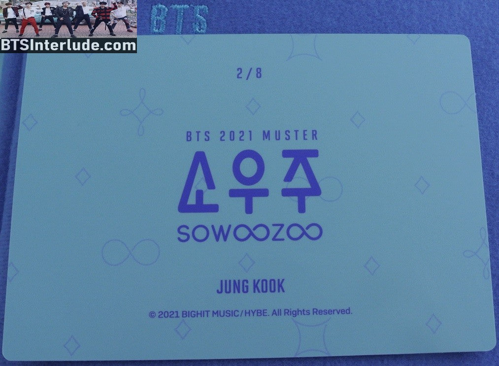 BTS PHOTOCARD OFFICIAL JEON JUNGKOOK 전정국 SOWOOZOO MUSTER #2 OF 8 PHOTO CARD PC OFFICIAL MERCHANDISE