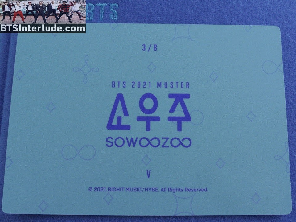 BTS PHOTOCARD OFFICIAL V KIM TAEHYUNG 김태형 SOWOOZOO MUSTER #3 OF 8 PHOTO CARD PC OFFICIAL MERCHANDISE