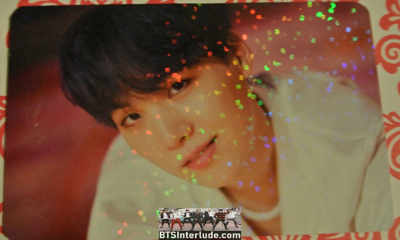 BTS PHOTOCARD FANSITE SUGA MIN YOONGI 민윤기 GLITTER 2 SIDEDBLUE HAIR BOY WITH LUV WHITE JACKET PHOTO CARD