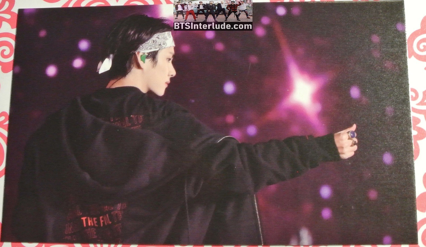 BTS PHOTOCARD V KIM TAEHYUNG BLACK HOODIE BACK CONCERT BANDANA ORACLE V FANSITE