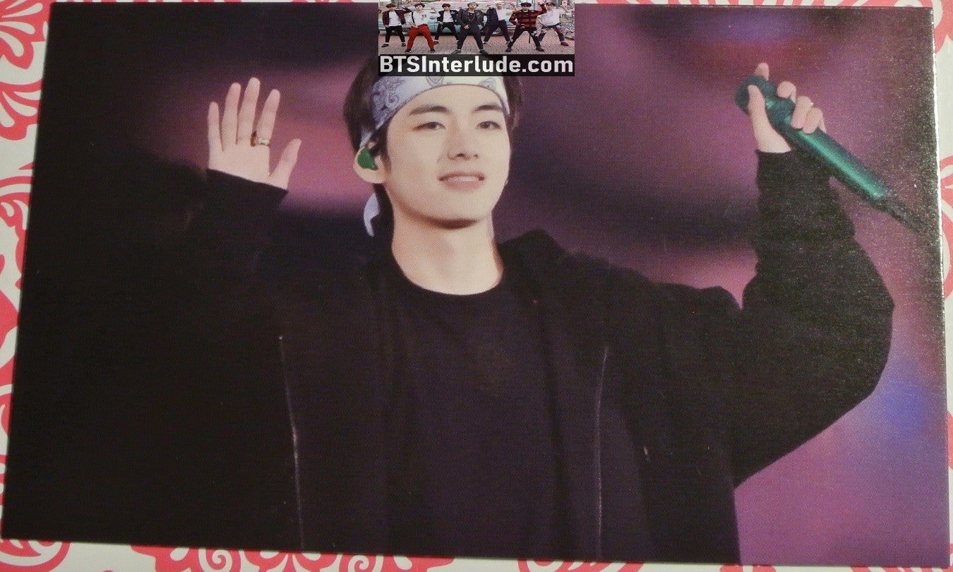 BTS PHOTOCARD V KIM TAEHYUNG BLACK HOODIE DOUBLE WAVE CONCERT BANDANA ORACLE V FANSITE
