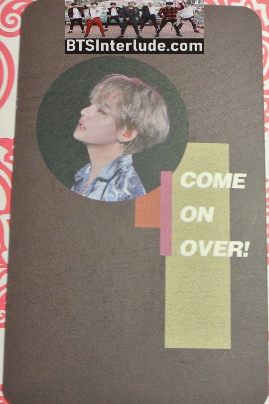 BTS PHOTOCARD V KIM TAEHYUNG BLONG HAIR BLUE SATIN SHIRT PROFILE COME ON OVER FANSITE PC PHOTO CARD
