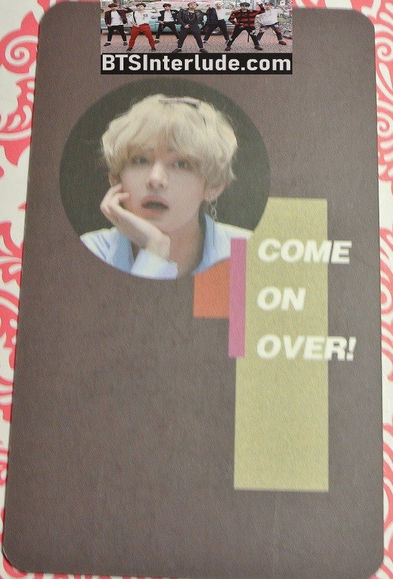BTS PHOTOCARD V KIM TAEHYUNG BLOND HAIR FANSIGN MOUTH OPEN COME ON OVER FANSITE PC PHOTO CARD
