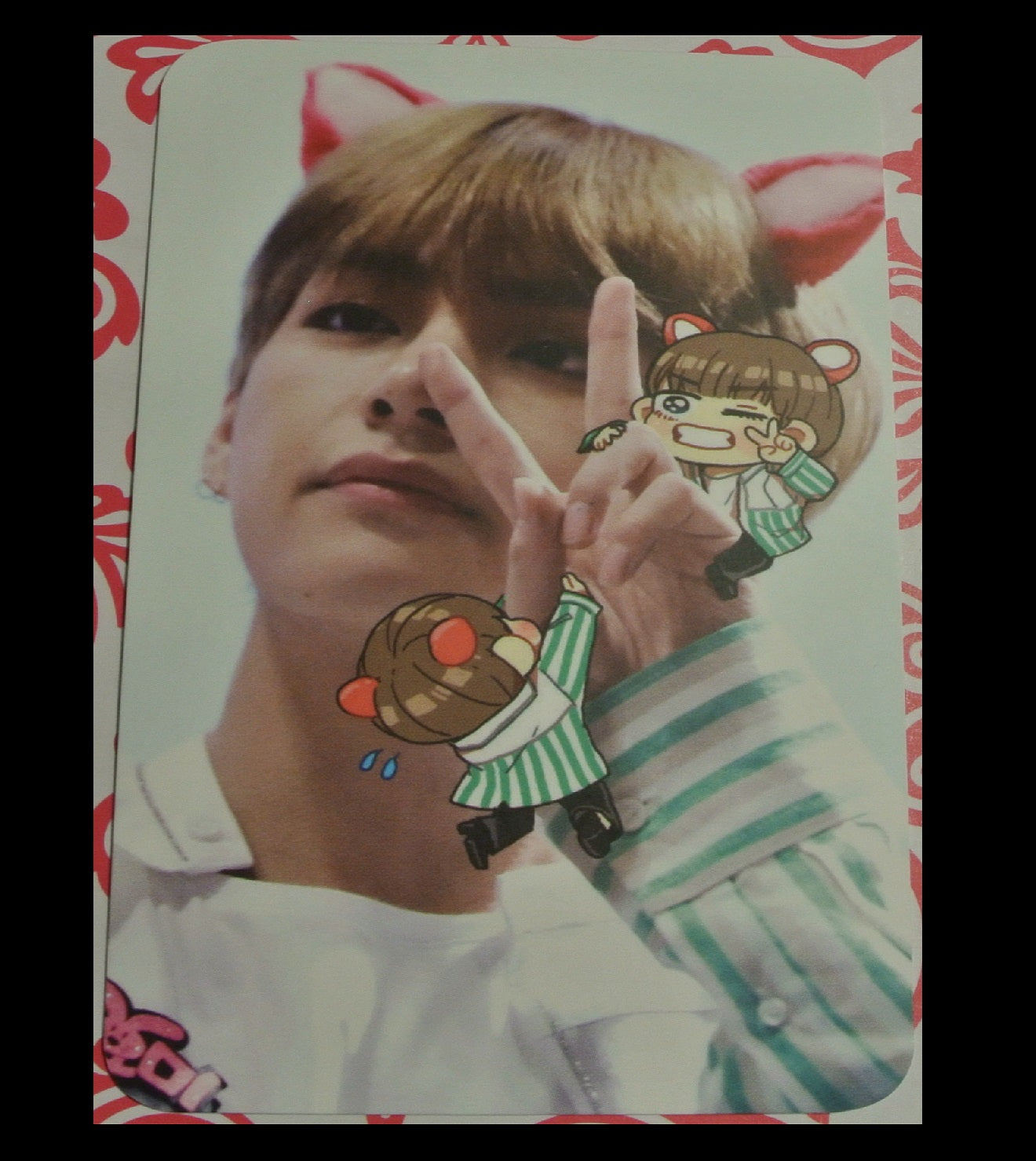 BTS PHOTOCARD V KIM TAEHYUNG FANSIGN 2 CARTOON Vs VISUAL SHOCK FANSITE PC PHOTO CARD