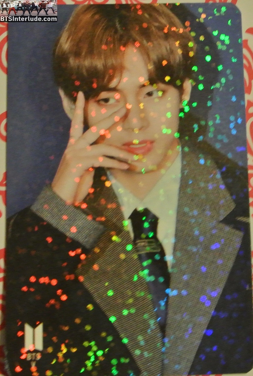 BTS PHOTOCARD FANSITE V KIM TAEHYUNG 김태형 GLITTER 2 SIDED V EYE CHECKED JACKET MINNIE MOUSE EARS PHOTO CARD