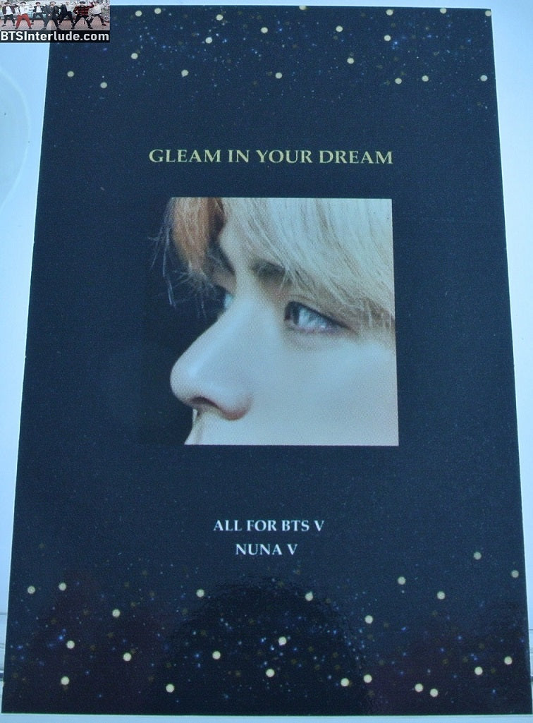 BTS PHOTOCARD FANSITE V KIM TAEHYUNG 김태형 BLOND HAIR BLACK SUIT PROFILE MOUTH CLOSED NUNA V FANSITE GLEAM IN YOUR DREAM PHOTO CARD