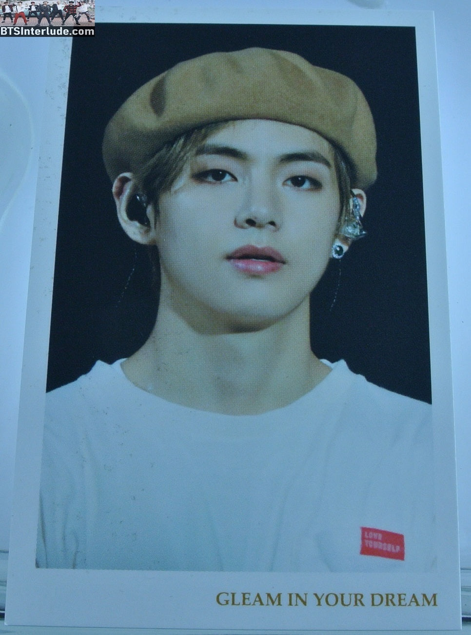 BTS PHOTOCARD FANSITE V KIM TAEHYUNG 김태형 TAN BERET NUNA V FANSITE GLEAM IN YOUR DREAM PHOTO CARD