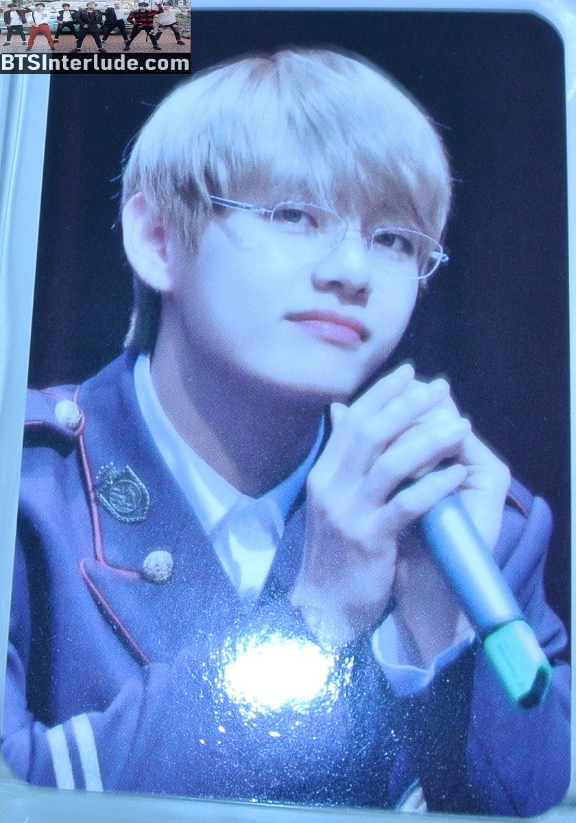 BTS PHOTOCARD FANSITE V KIM TAEHYUNG 김태형 BLOND HAIR FANSIGN DOPE MILITARY UNIFORM GLASSES NUNA V FANSITE VREATHTAKING PHOTO CARD