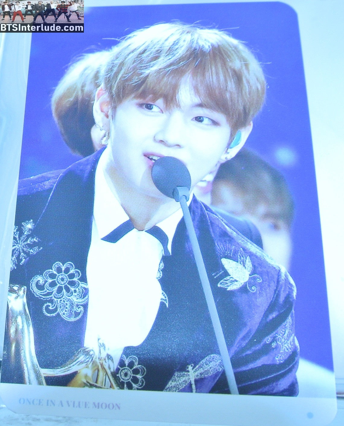 BTS PHOTOCARD FANSITE V KIM TAEHYUNG 김태형 BLACK VELVET BUTTERFLY JACKET VIA FANSITE ONCE IN A VLUE MOON PHOTO CARD