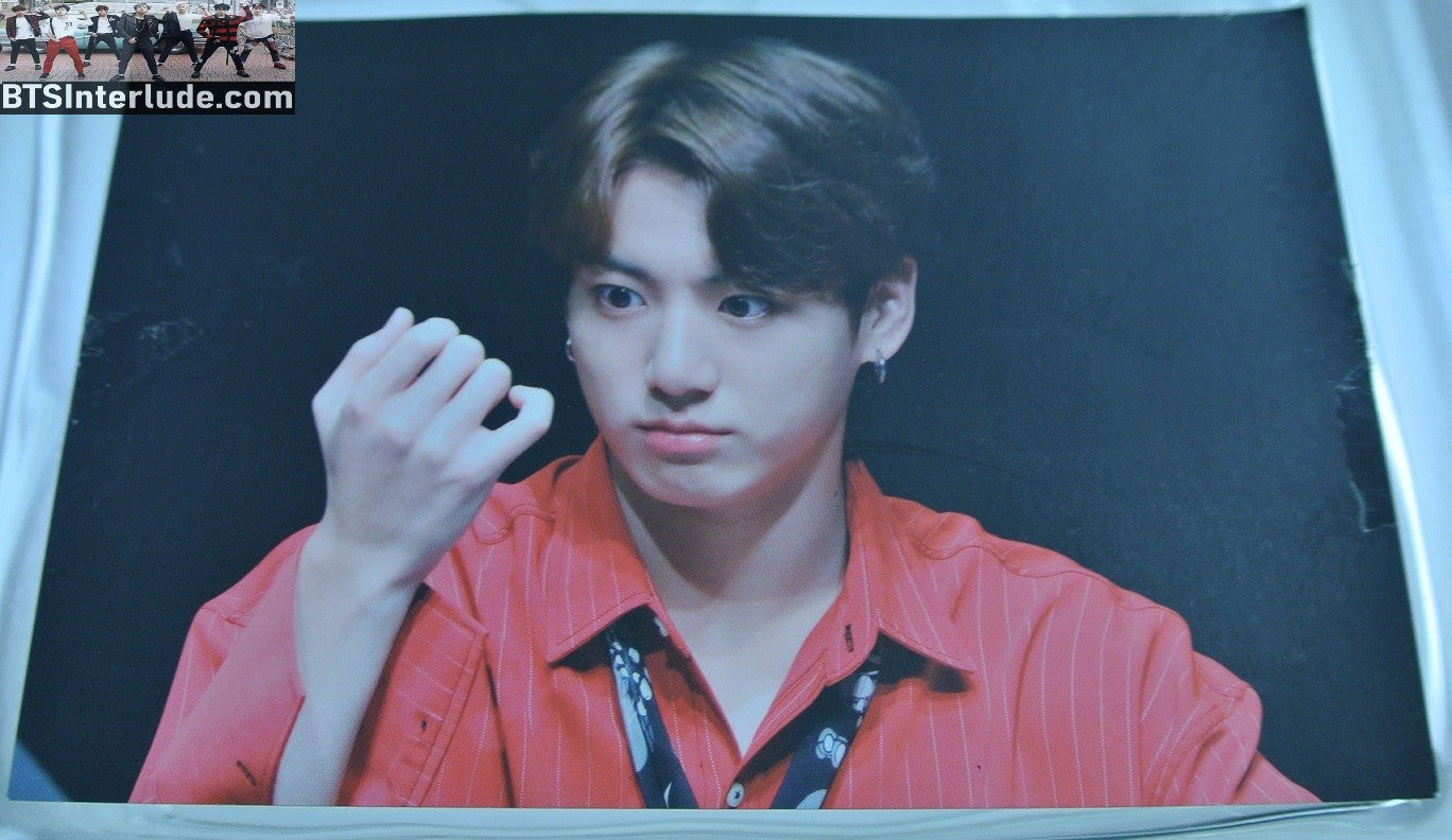 BTS PHOTO FANSITE JEON JUNGKOOK 전정국 FANSIGN RED SHIRT BLACK TIE FINGERNAILS 4" X 6"