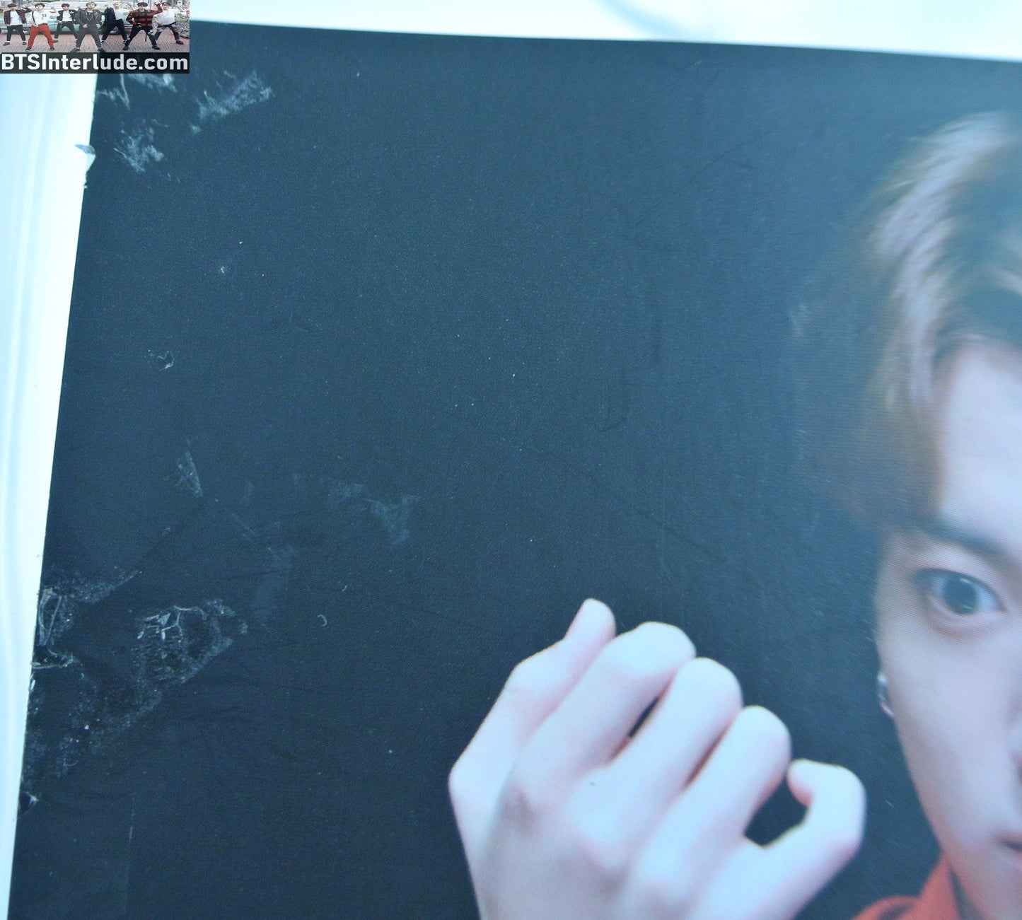 BTS PHOTO FANSITE JEON JUNGKOOK 전정국 FANSIGN RED SHIRT BLACK TIE FINGERNAILS 4" X 6"