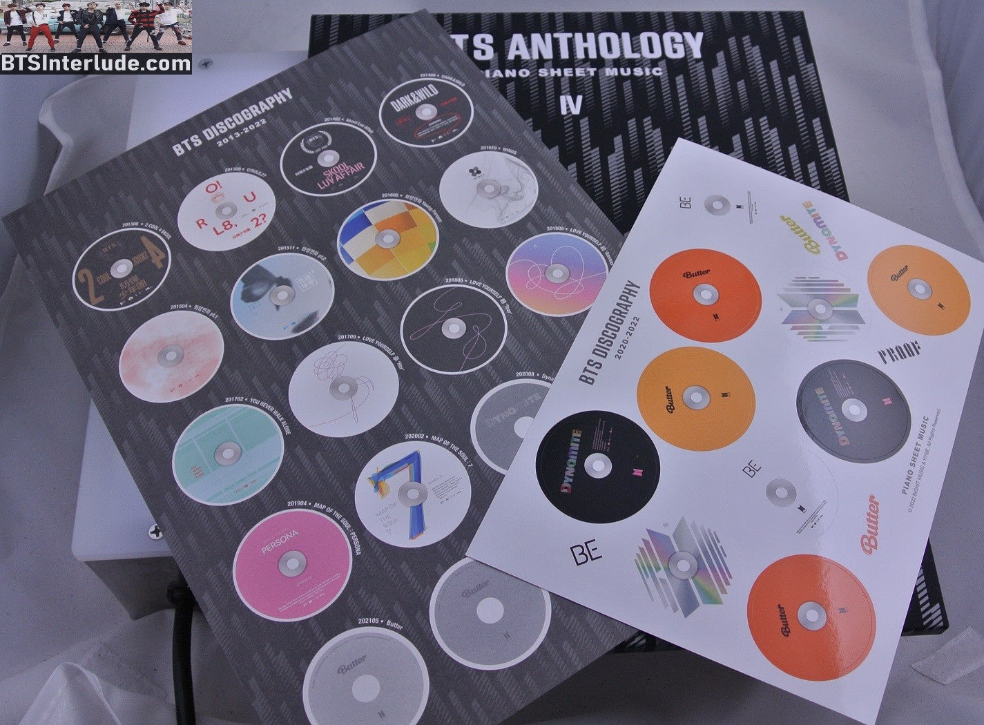 BTS ANTHOLOGY #4 BOX DISCOGRAPHY SHEET & ALBUM STICKERS NO PIANO MUSIC JUNGKOOK V JIMIN RM J-HOPE SUGA JIN NEW OFFICIAL MERCHANDISE
