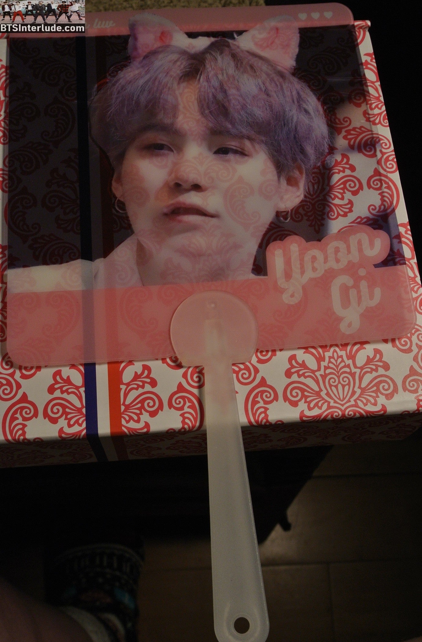 BTS PICKET FANSITE SUGA MIN YOONGI 민윤기 PINK CAT EARS FANSIGN FAN SLOGAN SIGN
