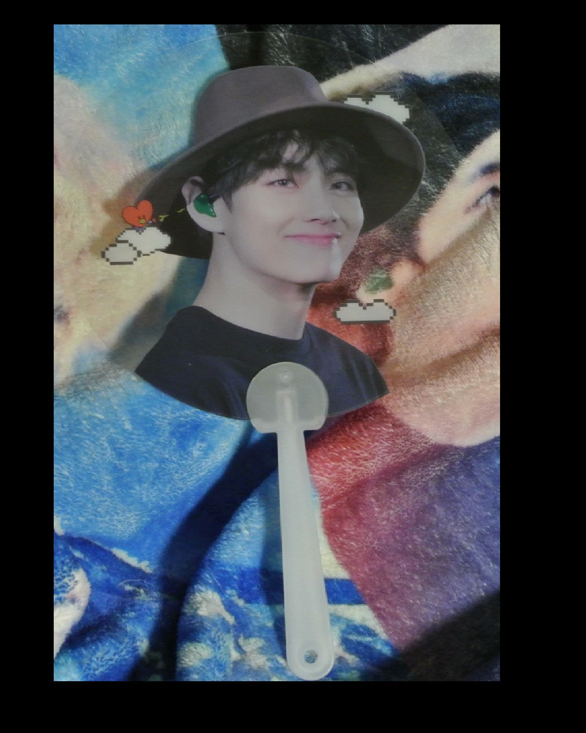 BTS PICKET V KIM TAEHYUNG CLEAR BROWN HAT FAN SLOGAN SIGN FANSITE