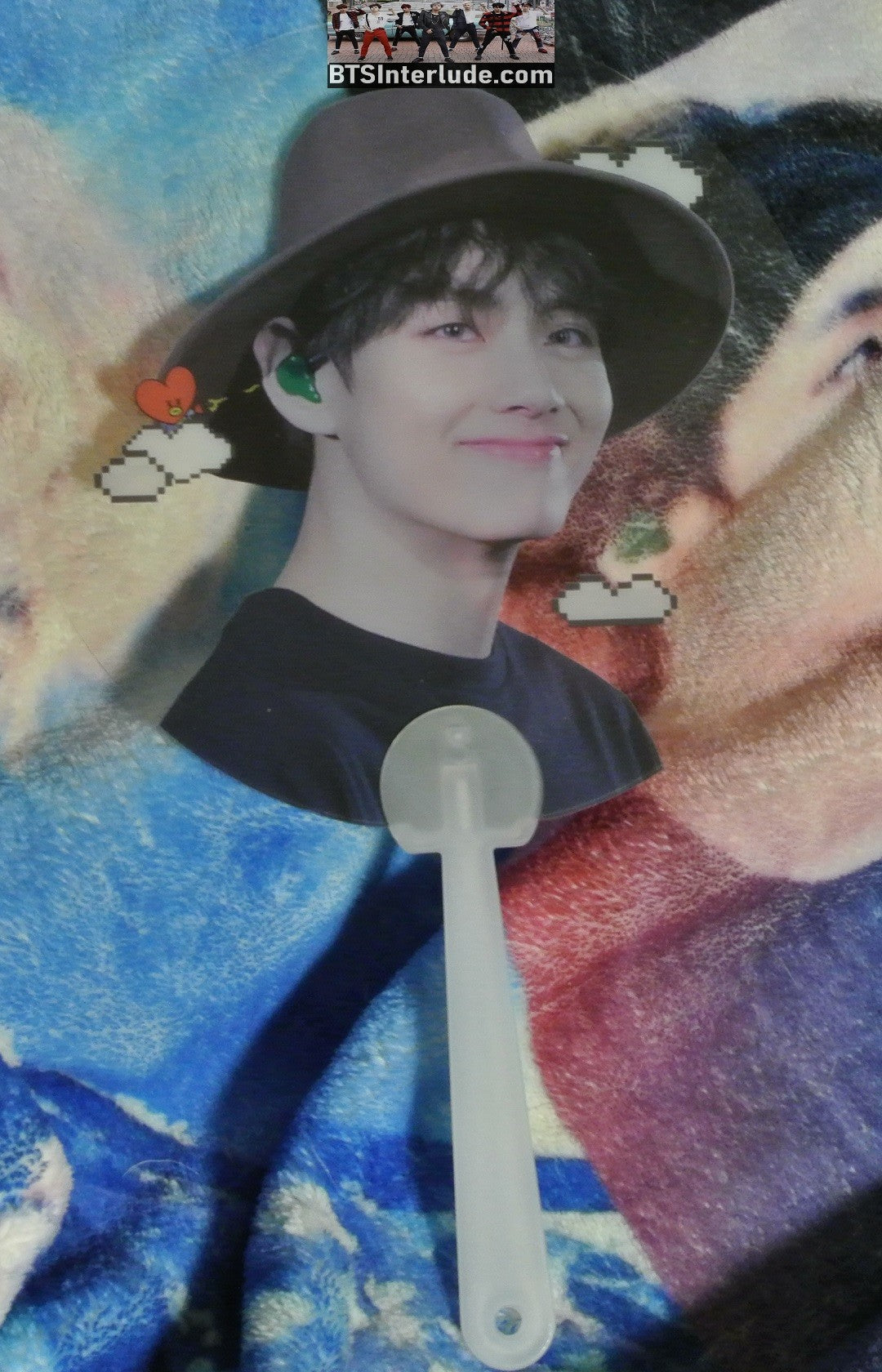 BTS PICKET V KIM TAEHYUNG CLEAR BROWN HAT FAN SLOGAN SIGN FANSITE