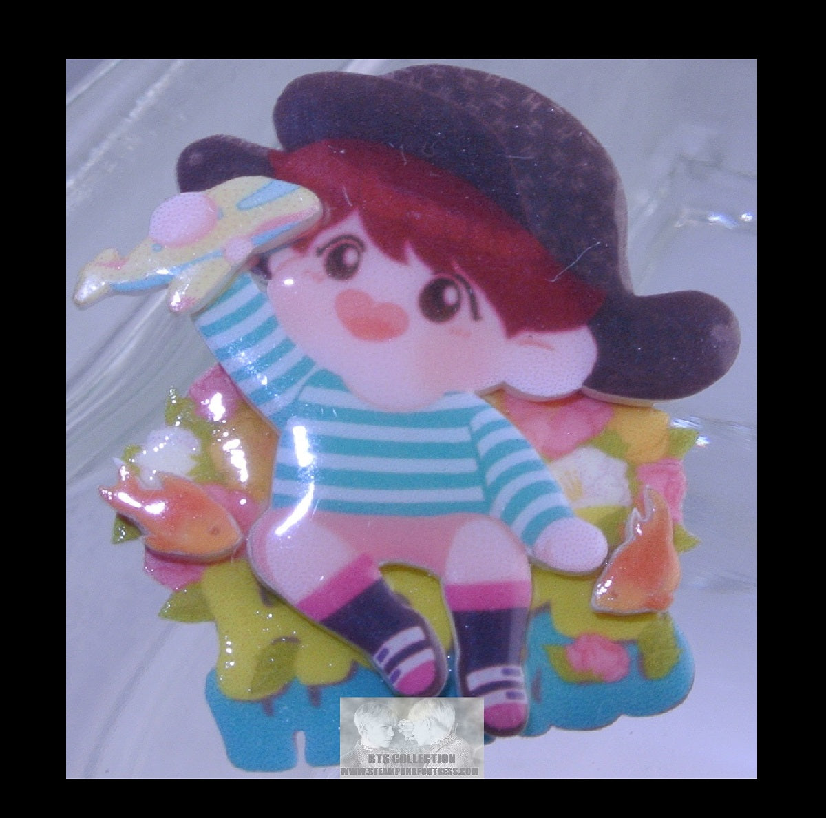 BTS PIN ACRYLIC J-HOPE JUNG HOSEOK HOBI 정호석 CHIBI AIRPLANE BADGE BUTTON