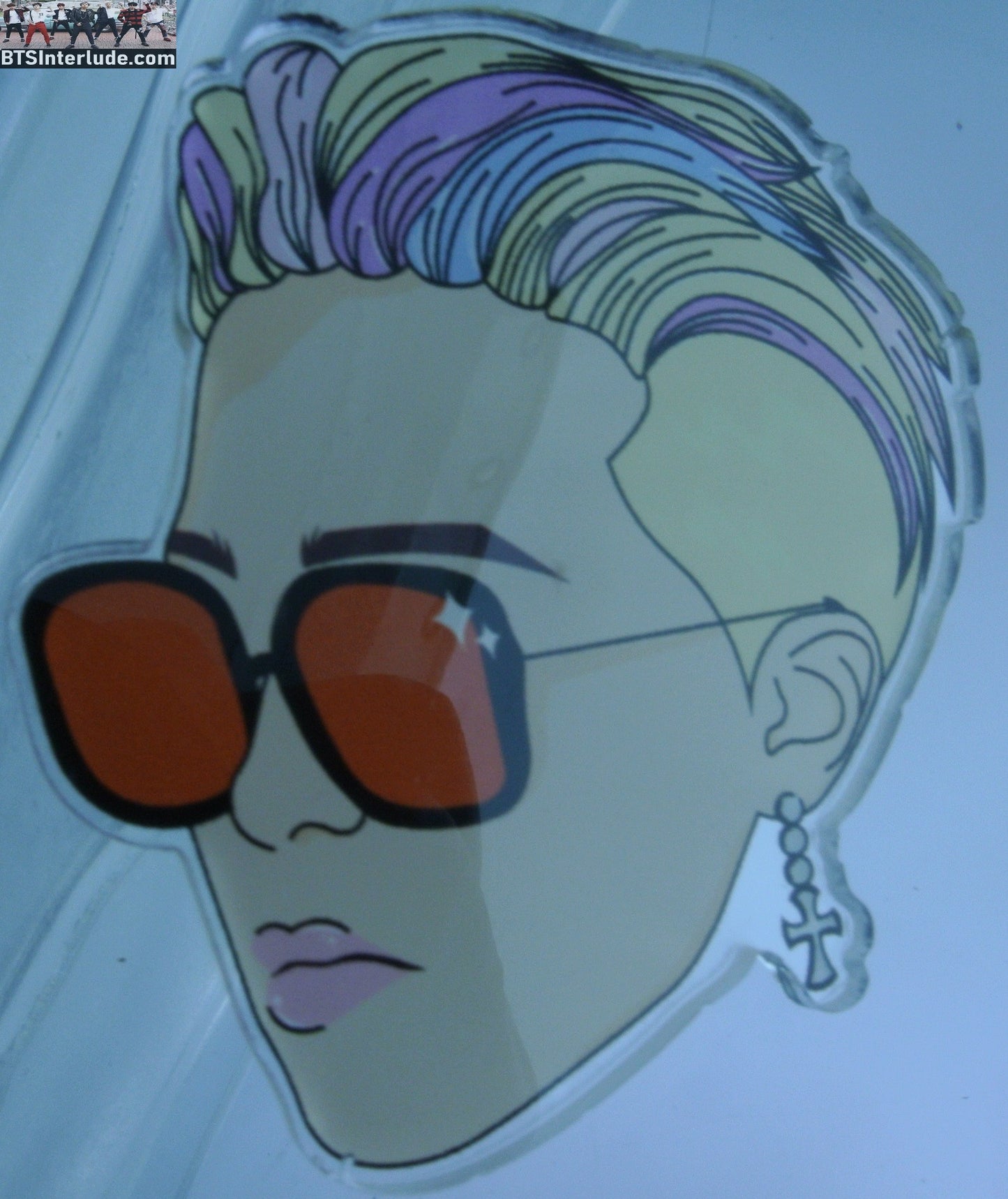 BTS PIN ACRYLIC PARK JIMIN 박지민 CLEAR BUTTER RAINBOW HAIR SUNGLASSES BADGE BUTTON