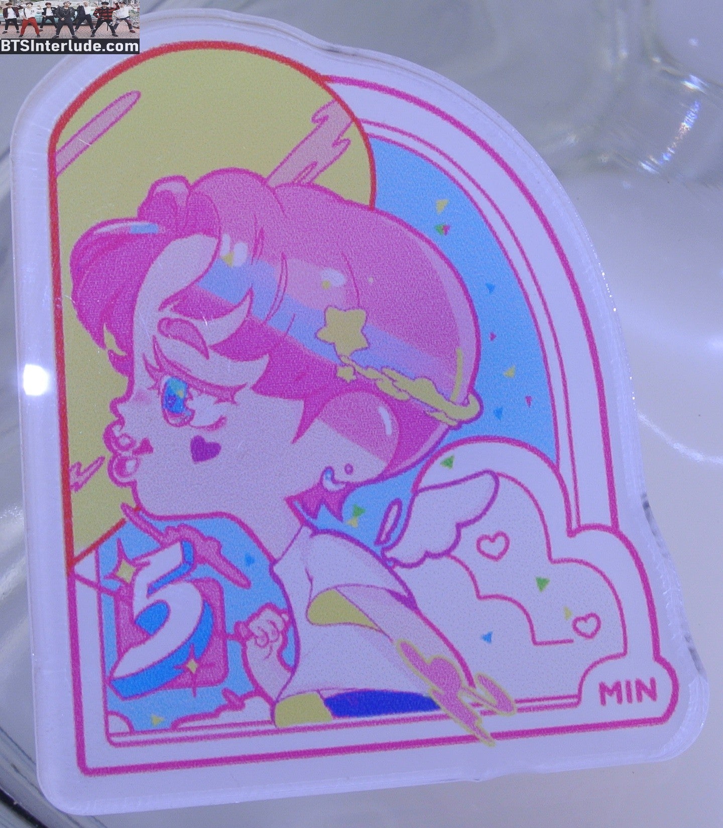 BTS PIN ACRYLIC PARK JIMIN 박지민 PINK HAIR 5 ANIME MANGA STYLE BADGE BUTTON