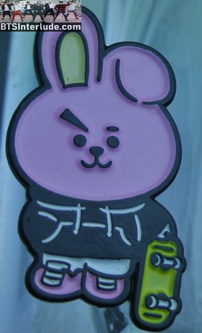 BTS PIN ENAMEL BT21 GUNMETAL COOKY SKATEBOARD JEON JUNGKOOK OFFICIAL MERCHANDISE BADGE BUTTON
