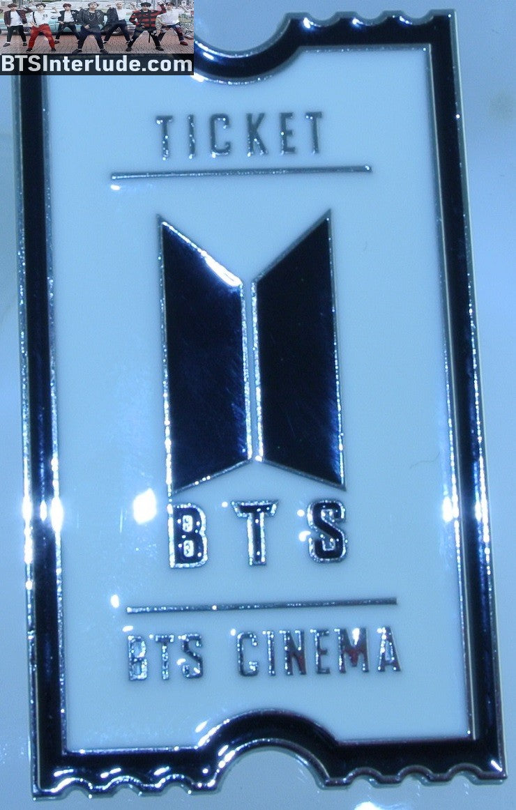BTS PIN ENAMEL SILVER OFFICIAL GROUP BTS CINEMA MOVIE TICKET 5TH ARMY MEMBERSHIP BOX 방탄소년단 JUNGKOOK V JIMIN RM J-HOPE SUGA JIN BADGE BUTTON OFFICIAL MERCHANDISE