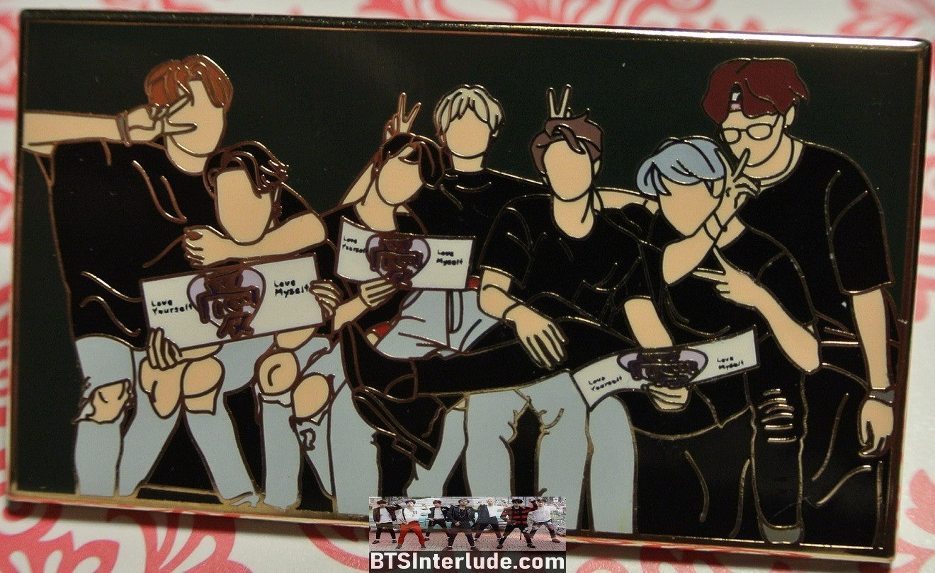 BTS PIN ENAMEL GOLD GROUP BLACK SHIRTS BACKSTAGE IO PINS JUNGKOOK V JIMIN RM J-HOPE SUGA JIN BADGE BUTTON