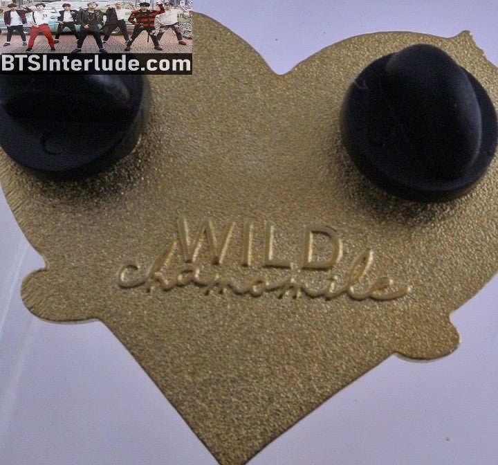 BTS PIN ENAMEL GOLD GROUP YOU CAN CALL ME IDOL HEART WILD CHAMOMILE PINS JUNGKOOK V JIMIN RM J-HOPE SUGA JIN BADGE BUTTON