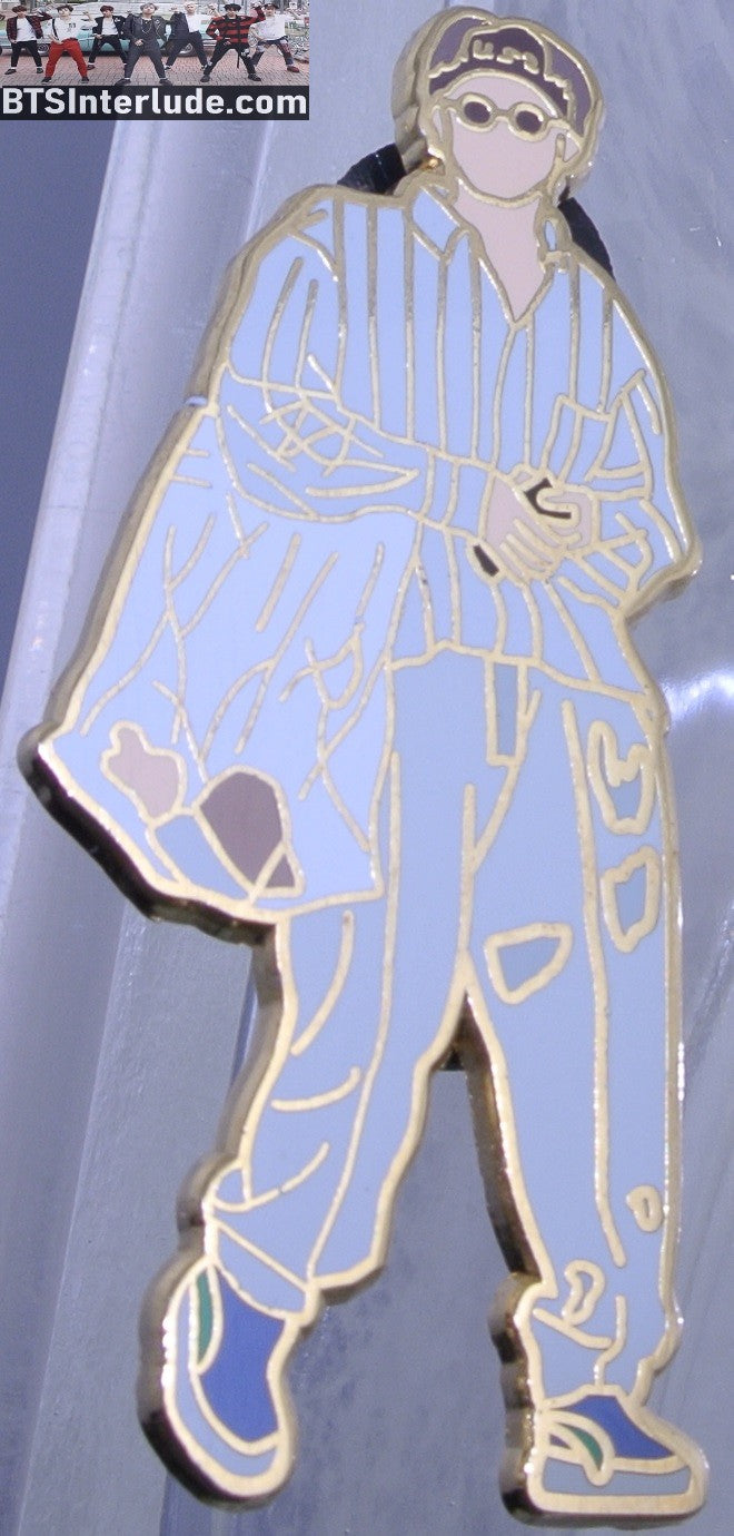 BTS PIN ENAMEL GOLD J-HOPE JUNG HOSEOK 정호석 AIRPORT FASHION WHITE GREY WILDXEL PINS BADGE BUTTON