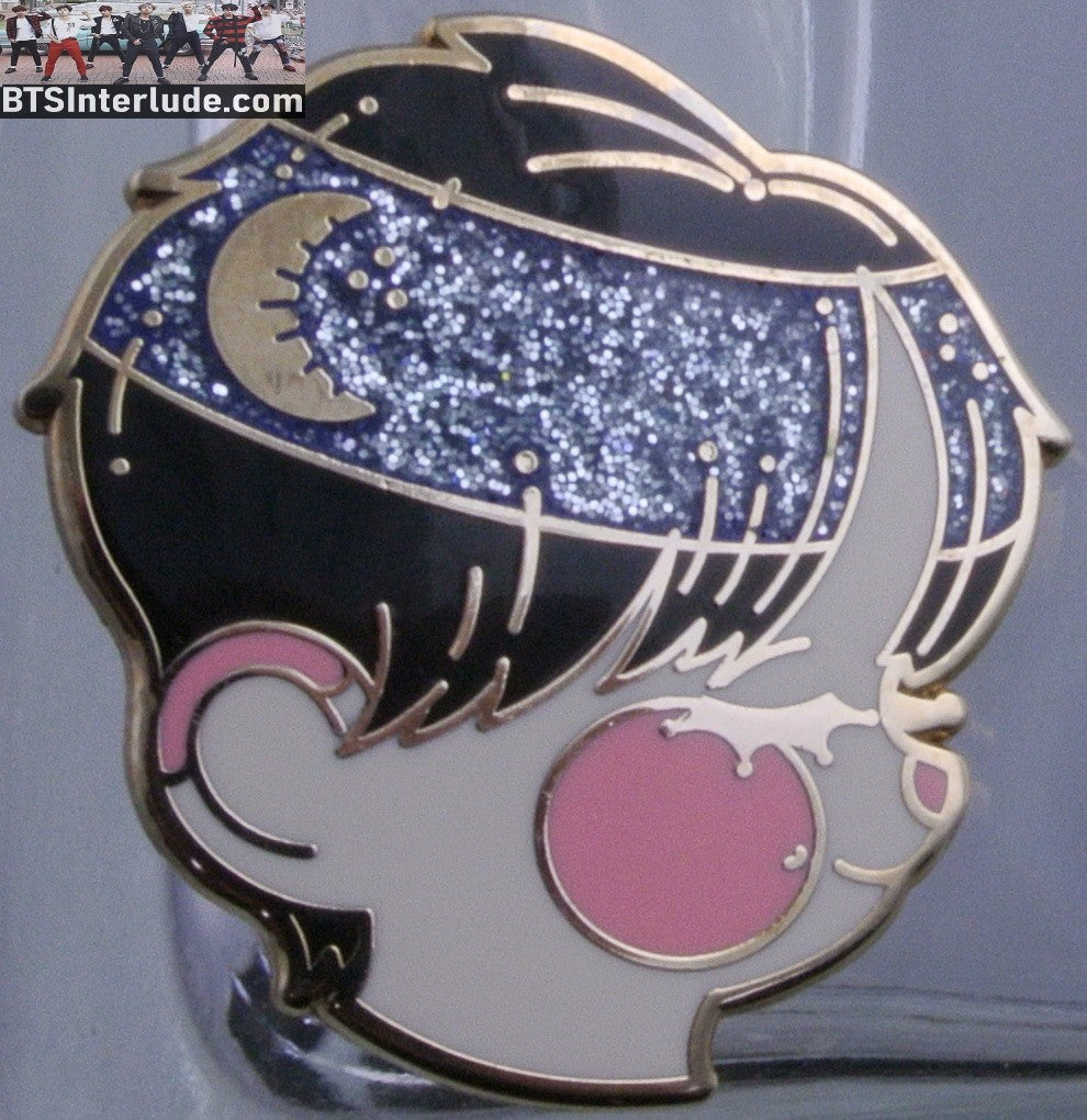 BTS PIN ENAMEL GOLD PARK JIMIIN 박지민 CHIBI BLUE HEADBAND HALF MOON BLUE GLITTTER MINIATURE UNIVERSE PINS BADGE BUTTON