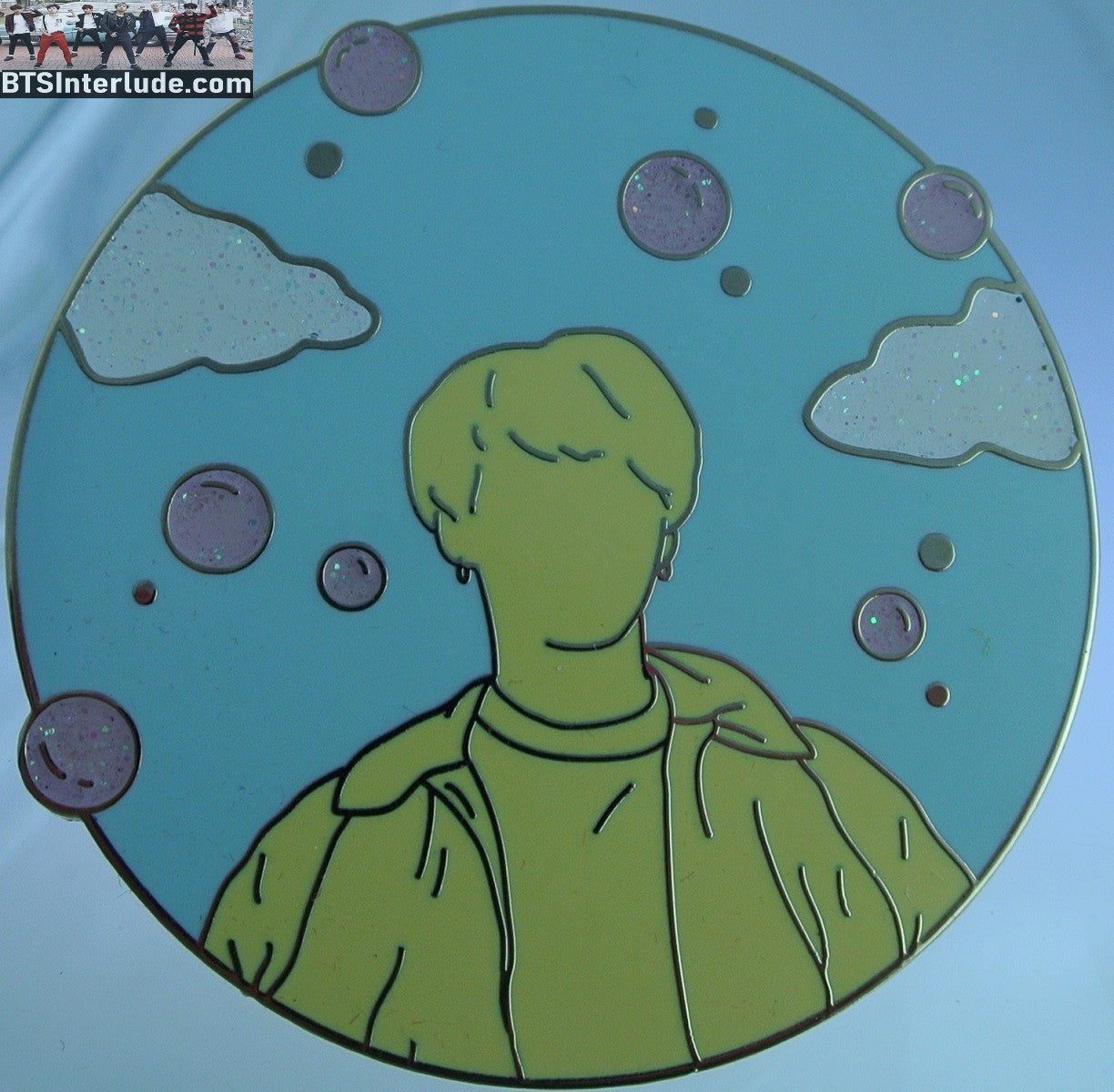 BTS PIN ENAMEL GOLD PARK JIMIIN 박지민 SERENDIPITY THEME PINK BUBBLES BADGE BUTTON