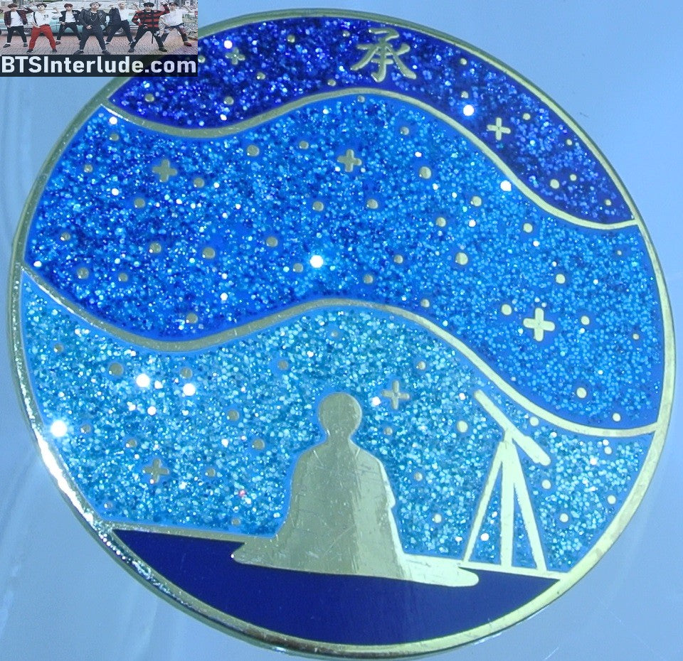 BTS PIN ENAMEL GOLD PARK JIMIIN 박지민 SERENDIPITY THEME TELESCOPE BLUE GLITTER ZOMG BUNNIE PINS BADGE BUTTON