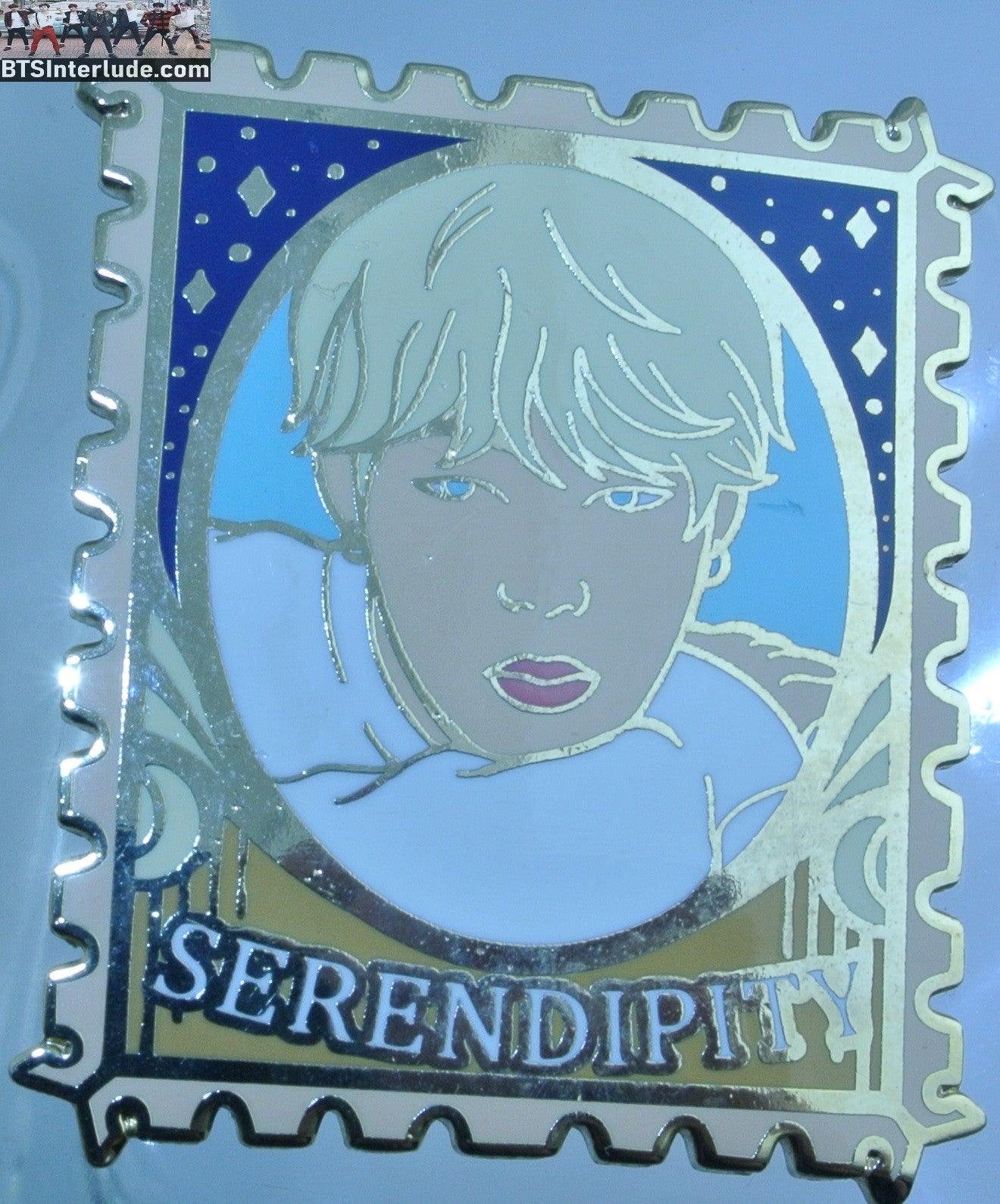 BTS PIN ENAMEL GOLD PARK JIMIIN 박지민 SERENDIPITY THEME STAMP BADGE BUTTON