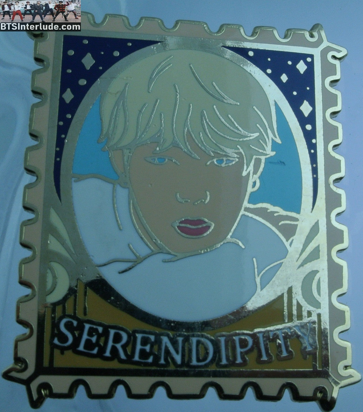 BTS PIN ENAMEL GOLD PARK JIMIIN 박지민 SERENDIPITY THEME STAMP BADGE BUTTON