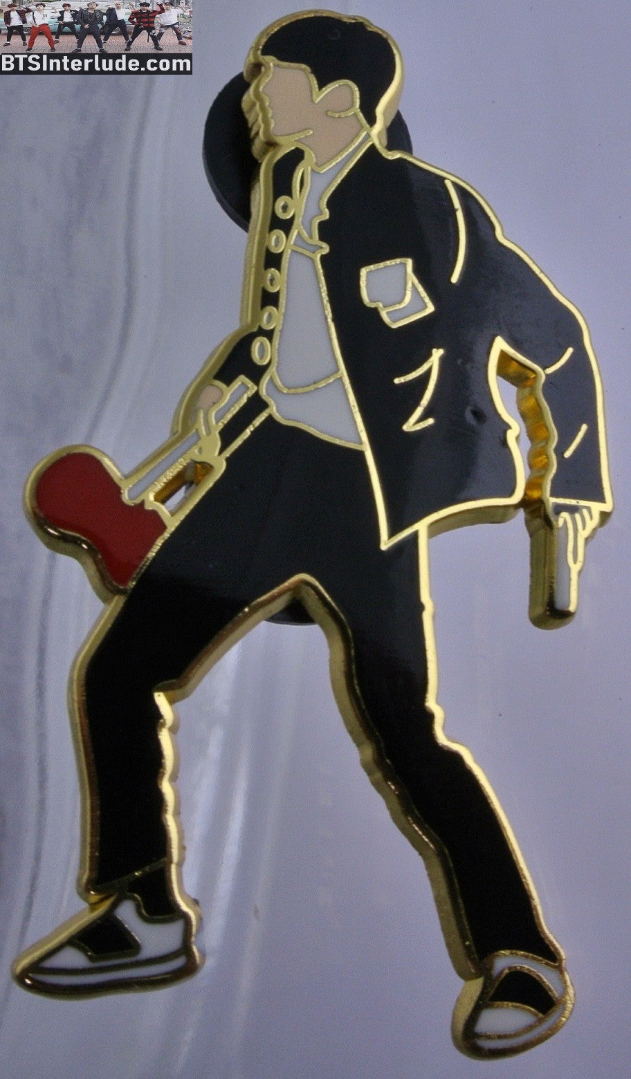 BTS PIN ENAMEL GOLD JIN KIM SEOKJIN 김석진 BLACK SUIT RED HEART HAMMER WILDXEL PINS BADGE BUTTON