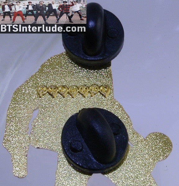 BTS PIN ENAMEL GOLD JIN KIM SEOKJIN 김석진 BLACK SUIT RED HEART HAMMER WILDXEL PINS BADGE BUTTON