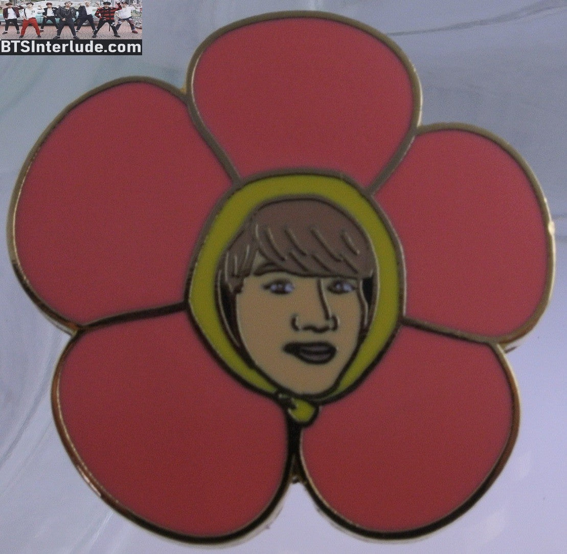 BTS PIN ENAMEL GOLD JIN KIM SEOKJIN 김석진 PINK FLOWER HEAD DRESS RUN BTS JINNIECHI SHOP PINS BADGE BUTTON